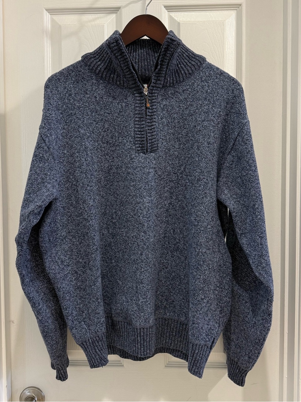 Men's Quarter-Zip Heathered Blue Sweater Pullover